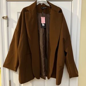 NEW Ladies Size 12 PrettyLittleThing Chocolate Brown Blazer NEW with Tags